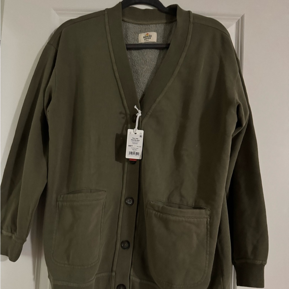 Dusty Olive Fleece Cardigan